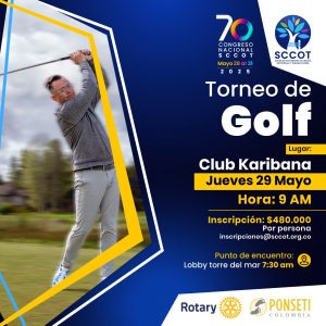 Torneo Golf cod. (por persona incluye: Puesto de carro, Cooler, 2 Botellas de Agua, Toalla Facial y Servicio Visage de GPS Green fee) Cong. Golf